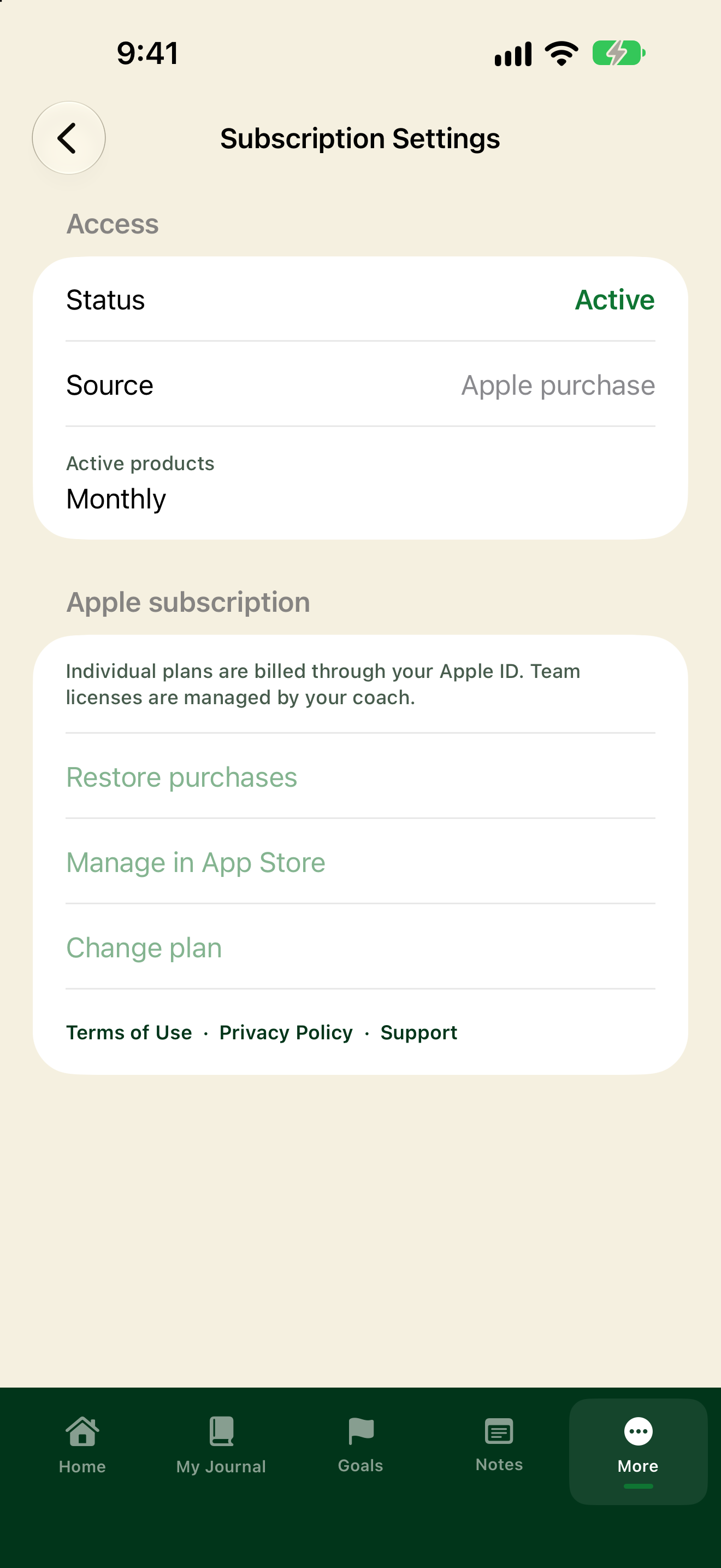Subscription Settings