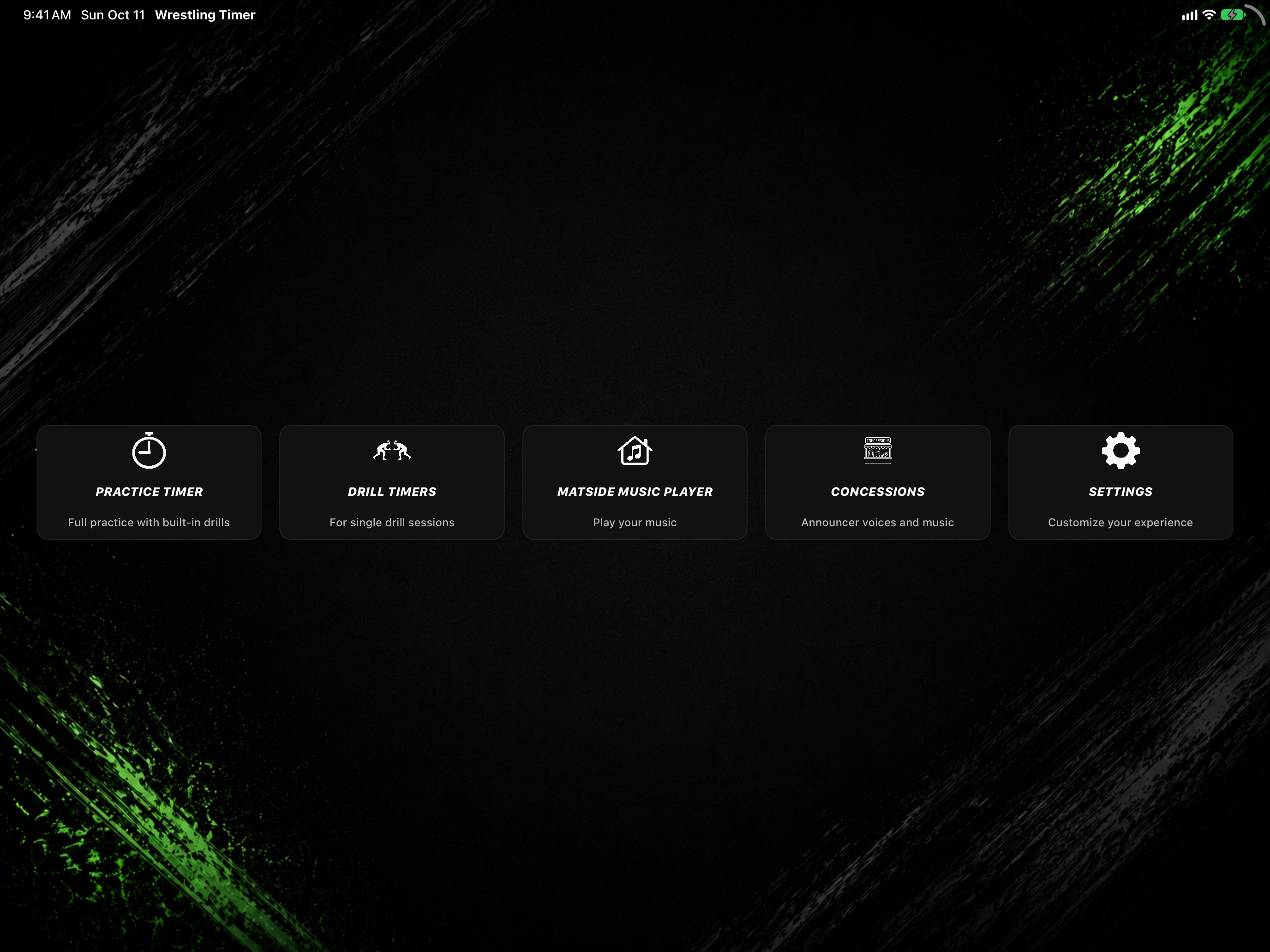 Home menu on iPad