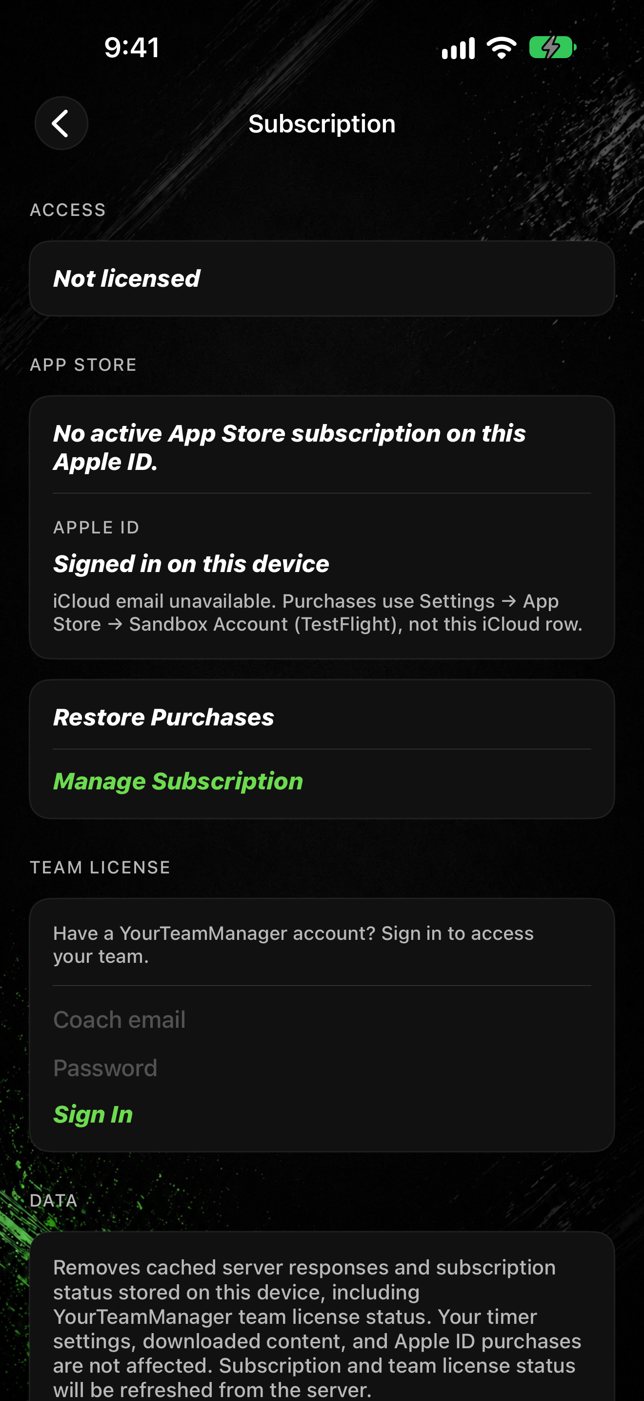 Subscription settings
