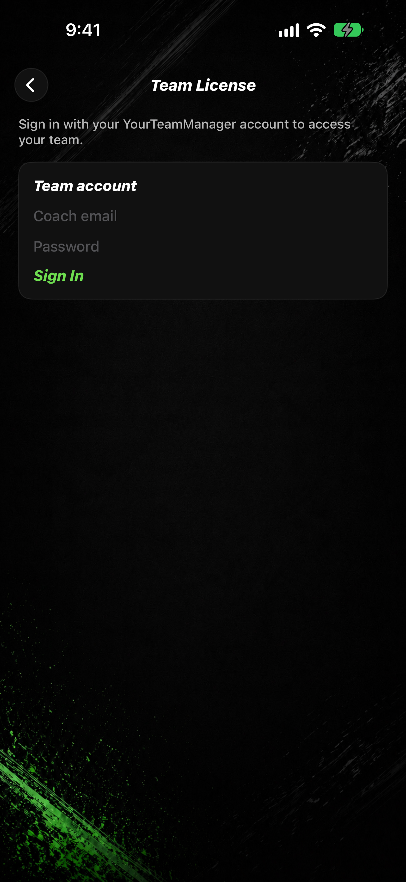 Team License sign-in