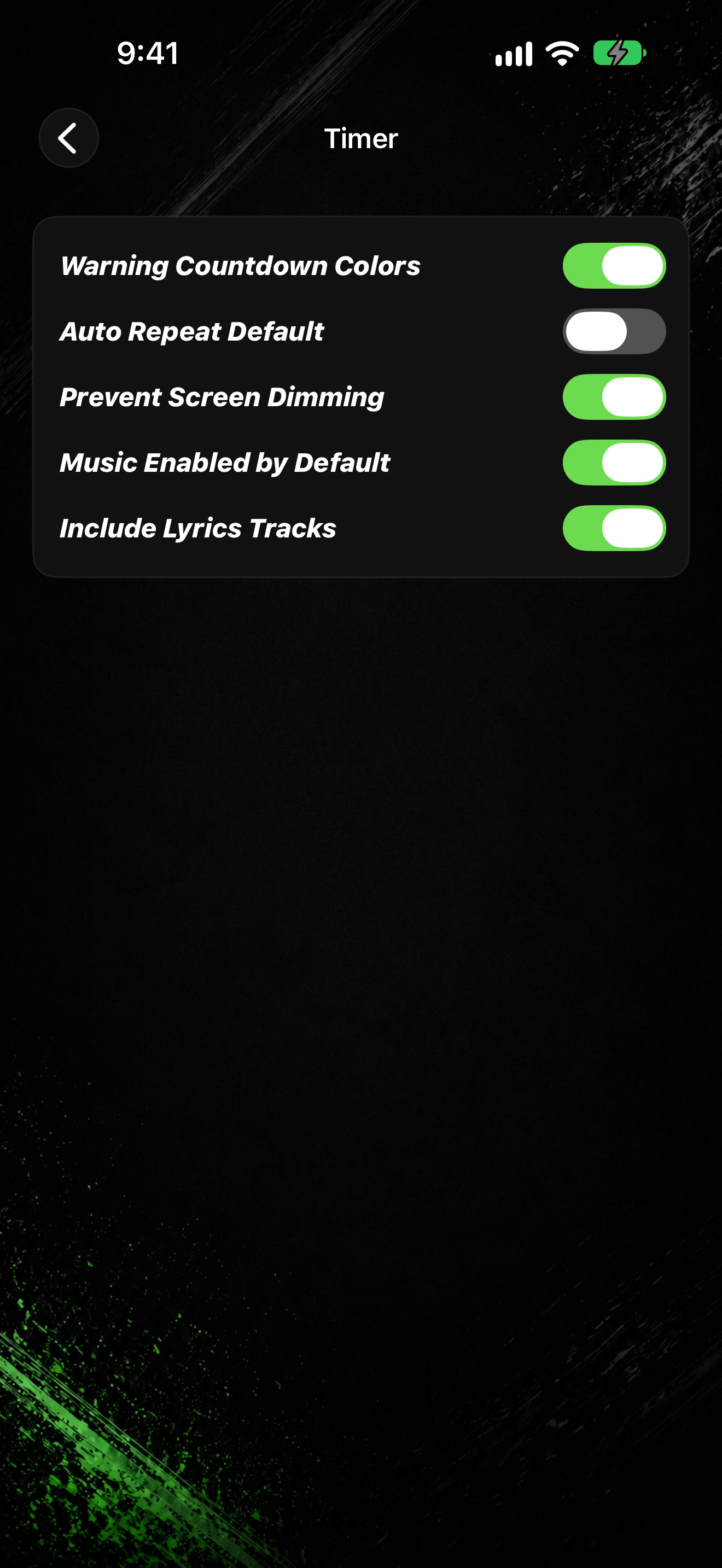 Timer settings