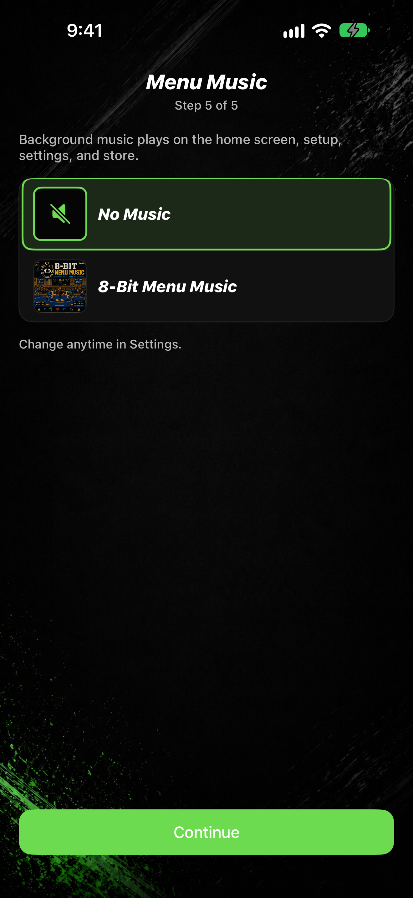 Menu Music Step 5 of 5