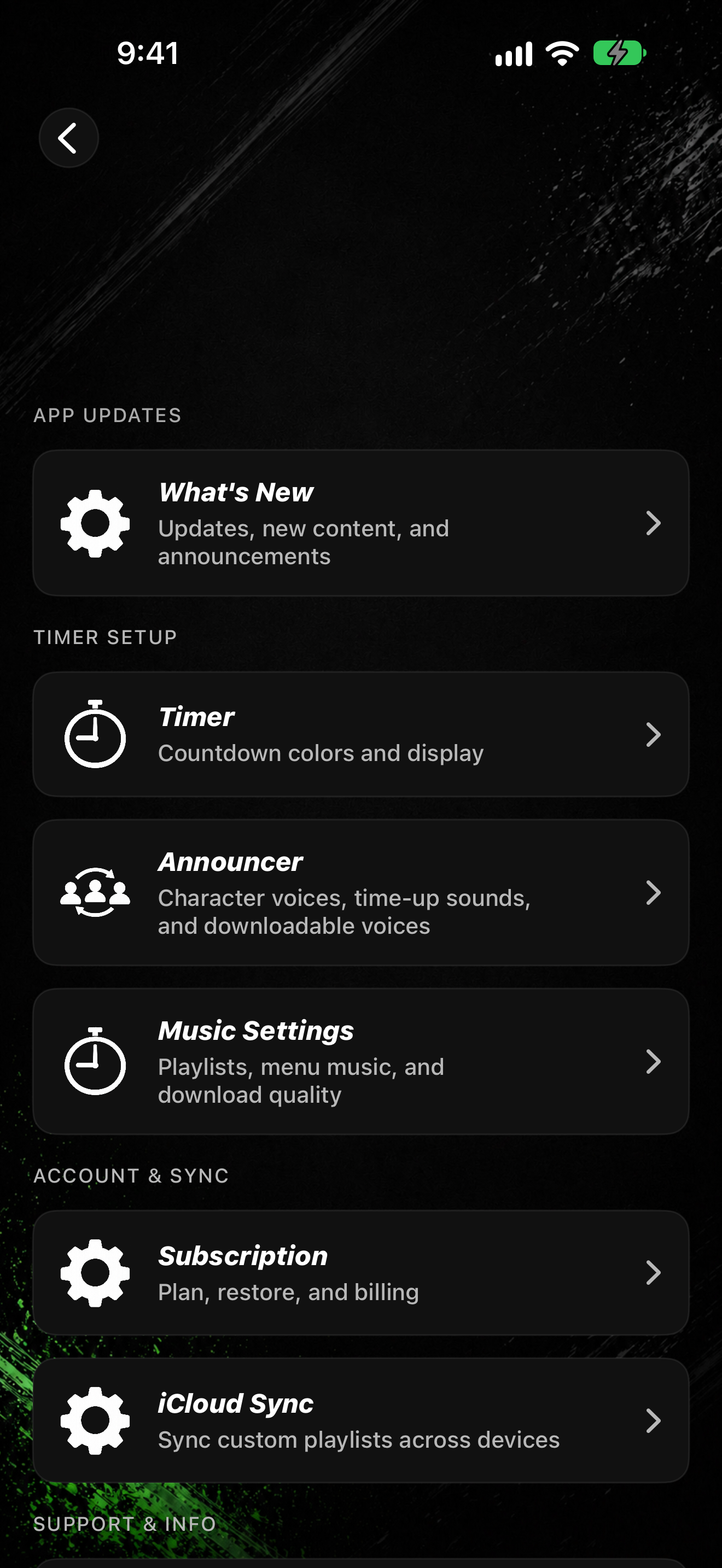 iPhone Settings list with What's New at top