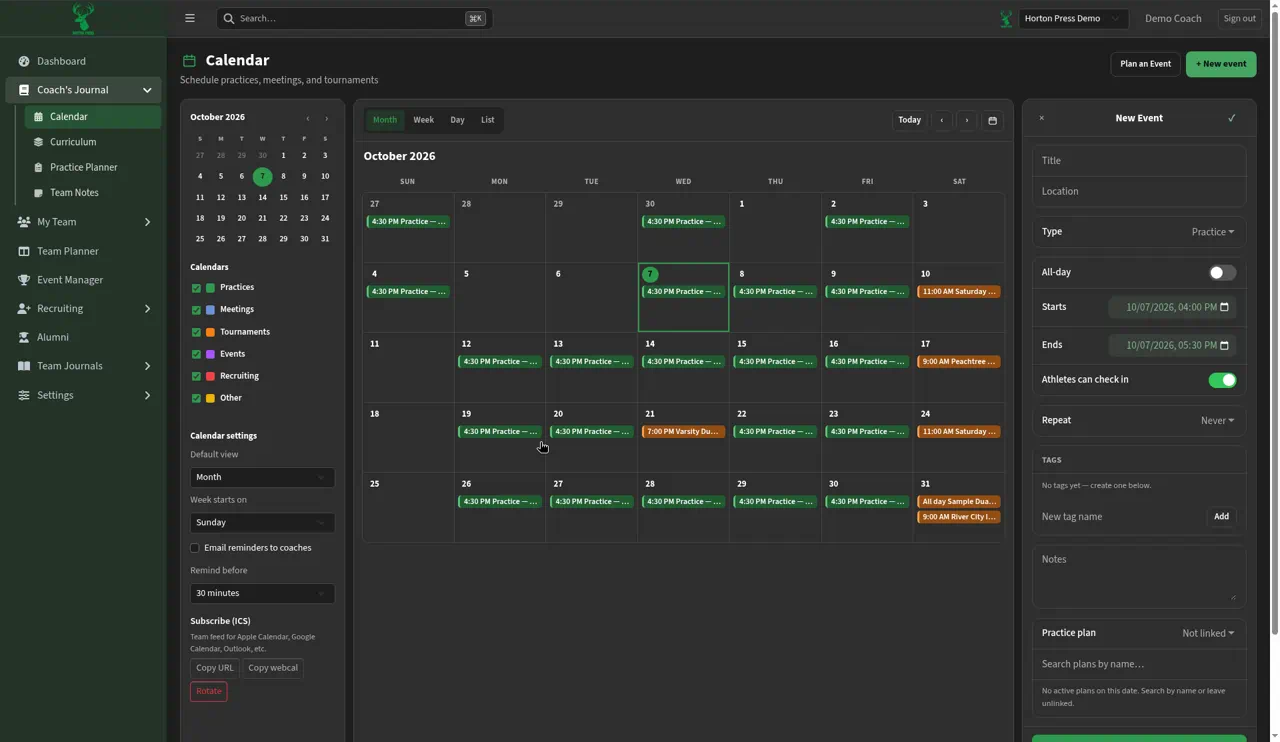 Calendar New Event panel
