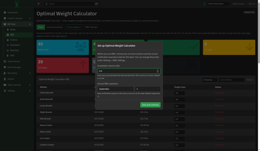 Optimal Weight Calculator