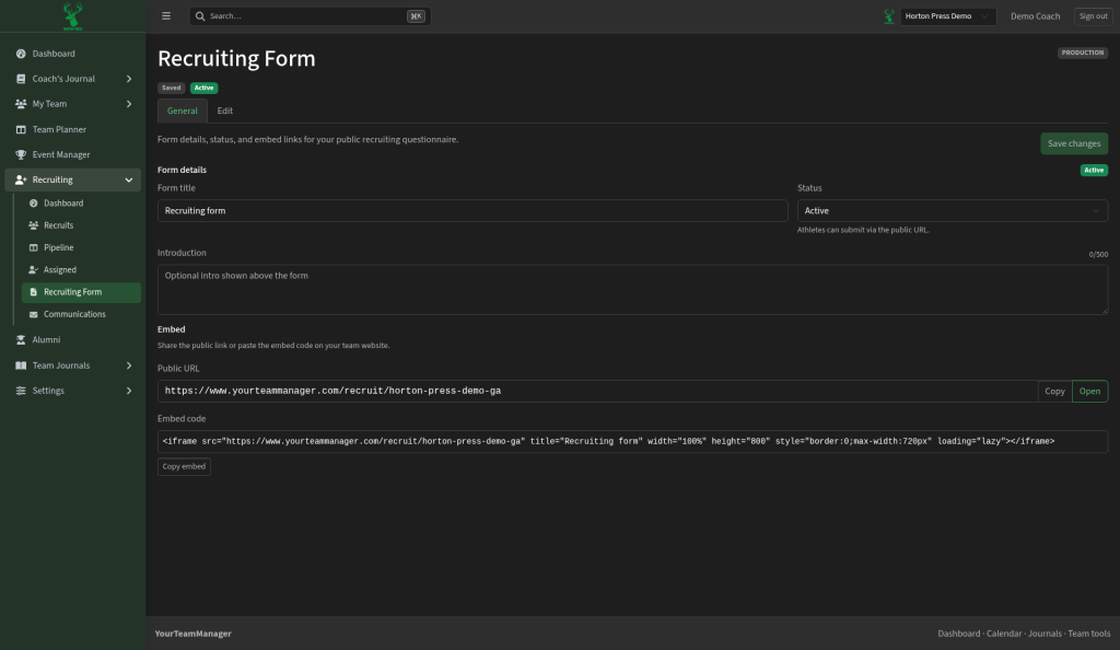 Recruiting Form