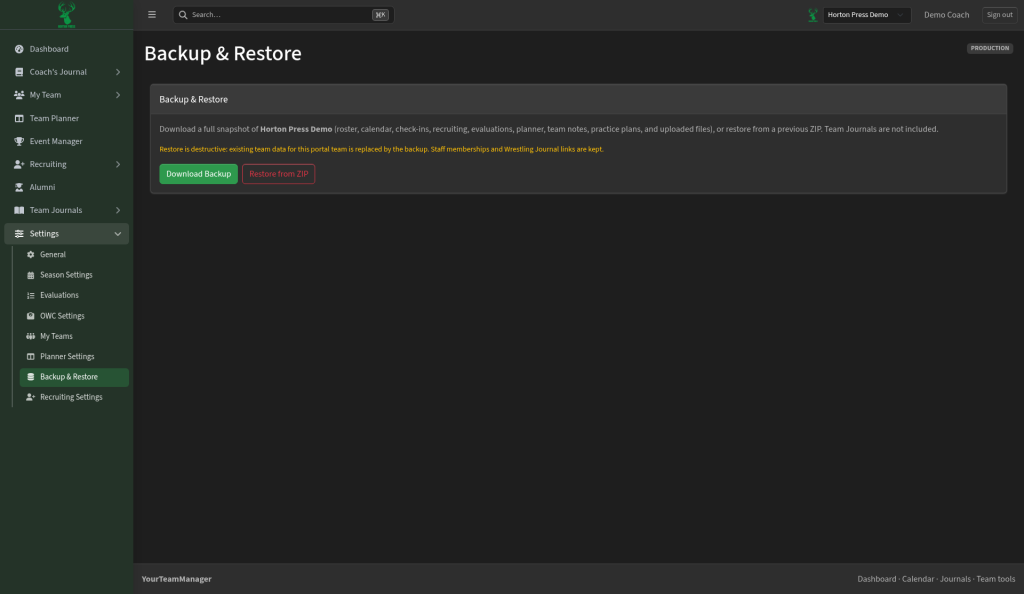 Backup and restore