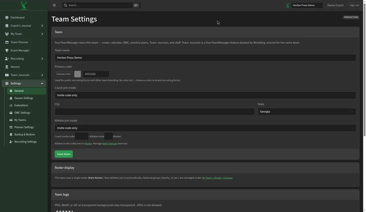 General settings